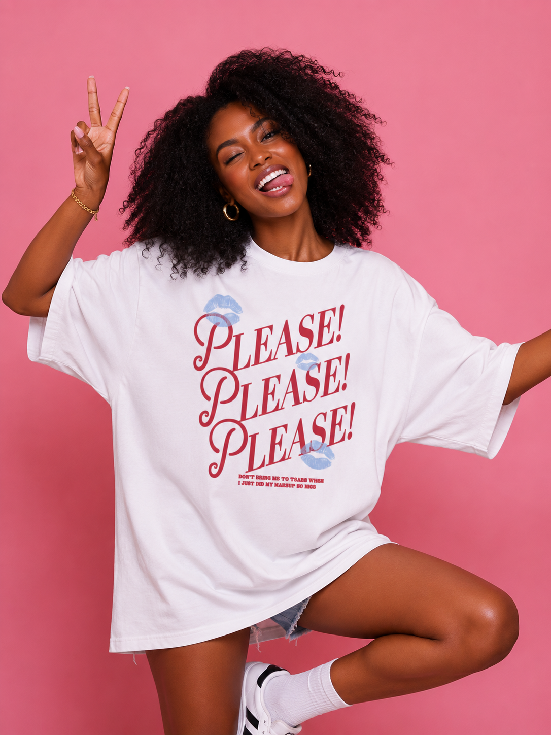 Camiseta Oversized Please, Please, Please!